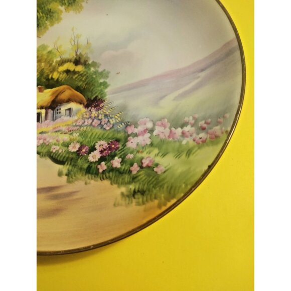 Vintage Hand Painted Nippon Japan Decorator Plate 10 /4" Rural Cottage Scene - Picture 2 of 10